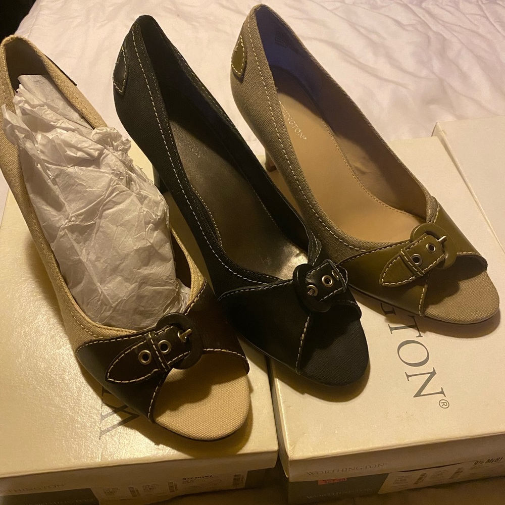 3 pair peep toe heels